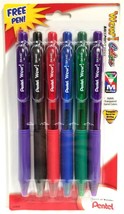 NEW Pentel Wow! Retractable Ballpoint Pen 6-PK 1.0mm ASSORTED Colors BK440 - £5.20 GBP