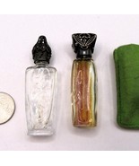 Antique Etched French Perfume Bottles Le Castillere Glass Filigree Stoppe - $920.87 MXN