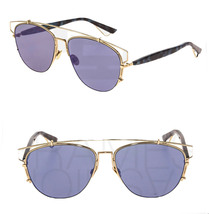 Christian Dior Technologic Gold Spotted Blue Lilac Flat Mirrored Sunglass Unisex - £165.60 GBP