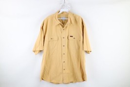 Vintage Carhartt Mens XL Spell Out Double Pocket Collared Button Shirt Yellow - £31.12 GBP