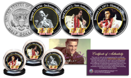 ELVIS PRESLEY Greatest Concerts JFK Half Dollar 3-Coin Set - OFFICIALLY ... - £14.67 GBP