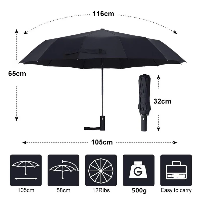 House Home 12K Strong Wind Resistant Folding Automatic Umbrella Men Rain Women P - £48.76 GBP