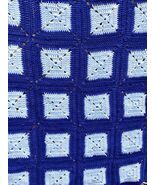 82”x46” Crochet Granny Square Navy &amp; Light Blue Afghan Throw Blanket - $528.01 MXN