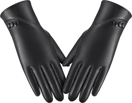 Leather Gloves for Women Genuine Sheepskin, Womens Gloves Warm (Size:M) - $24.18