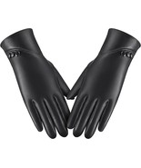 Leather Gloves for Women Genuine Sheepskin, Womens Gloves Warm (Size:M) - £19.02 GBP