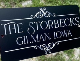 Silver Engraved Personalized YOUR Text Custom House Home Metal 6x12 Sign Gift - $21.79