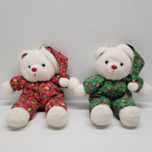 Vintage Fun World 12&quot; Bear Plush Stuffed Animal Christmas Pajamas Set of 2 - £30.68 GBP