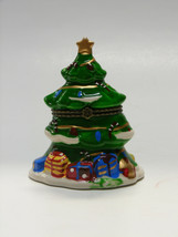 Ceramic Handpainted Decorated Christmas Tree Trinket Box Christmas Decoration - £7.89 GBP