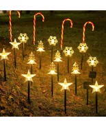 Set of 5 Solar Christmas Yard Stakes Outdoor Lighting Garden Star Snowfl... - $462.21 MXN+