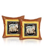 Decorative Blue Elephant Animal Motif Sequin Accent Throw Pillow Cover S... - £28.14 GBP