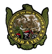 Proud To Be A Biker And A Vet 5x6 inch Iron or Sew on Biker Back Patch FLC1910 - £11.95 GBP