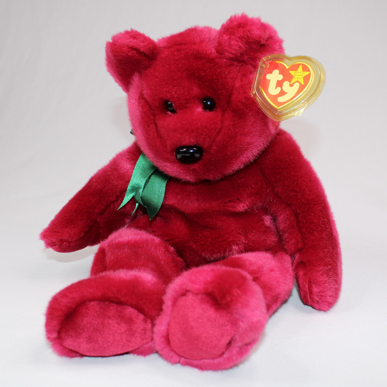 Ty Beanie Buddies Collection Teddy Cranberry Color Rare 14" Teddy Bear With Tags - £11.39 GBP