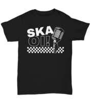 Checkered Background Ska Shirt two toned microphone - Unisex Tee - £17.81 GBP+