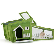 62&quot; Wooden Rabbit Hutch Indoor Outdoor Rabbit Cage Bunny House w/ Pull O... - £185.70 GBP