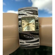 Peck &amp; Peck Wrist Watch Cuff Watch Hammered Tiger Animal Print Gold Tone... - $14.97