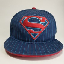 Superman Hat Cap Dc Comics Six Flags Blue Hero Flat Brim Snapback Baseball Hat - $14.84