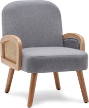 KVK Mid Century Modern Accent Chair, Upholstered Chairs with Bamboo, WJHM-079GR - £87.65 GBP