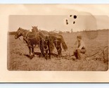 RPPC Horse Drawn Plow Farming Scene Agriculture UNP Postcard Q7 - $13.81