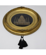 Taj Mahal India Embroidered Metallic Fabric Framed Oval Gilt - €84,44 EUR