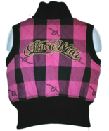 Roca Wear Girls Zip Front Quilted Vest Size 4 Pink Black Plaid - £13.86 GBP