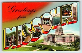 Greetings From Missouri Large Letter Postcard Linen Curt Teich 1945 Matt... - £6.13 GBP