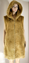 Adrienne Landau Long Golden Brown Hooded Faux Fur Sleeveless Vest Womens 1X *** - £67.15 GBP