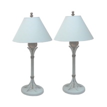 Postmodern Blue Iron and Brass Sheaf of Wheat Table Lamps- A Pair - £669.01 GBP