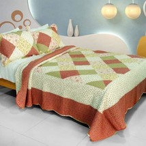 [Fragrant Fields] Cotton 3PC Vermicelli-Quilted Printed Quilt Set (Full/... - £66.05 GBP