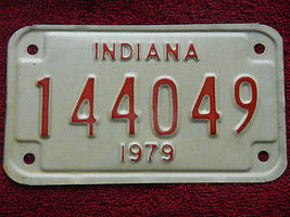 INDIANA MOTORCYCLE LICENSE PLATE 1979 79 # 144049 - $6.92