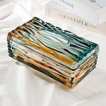 Luxury Emerald Gold Wave Glass Tissue Box, Art Glass Napkin Dispenser wi... - $99.00