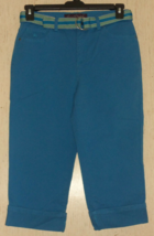 New WOMENS $50 GLORIA VANDERBILT BLUE &quot;AMANDA&quot; CUFFED CAPRI PANT  SIZE 4 - £21.87 GBP