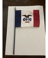 New Iowa State Mini Desk Flag - Black Wood Stick Gold Top 4” X 6” - $8.00