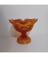 Vintage L E Smith Moon Stars Amberina Pedestal Compote Candy Dish Ruffle... - $46.24 CAD
