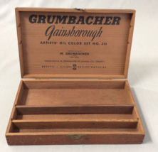 Vintage Grumbacher Oil Color Wood Box Artist Storage Box 8&quot;x5&quot; - £20.23 GBP