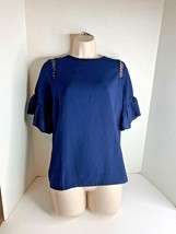 Maette Womens Sz S Navy Blue Bell Sleeve 3/4 Sleeve - £9.98 GBP