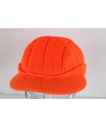 Vtg 90s Streetwear Blank Insulated Brimmed Winter Beanie Hat Blaze Orange Small - $34.60