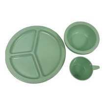 Vintage MCM Lot Of Texas Ware Melamine Mint Green Divider Plate Bowls Coffee Cup - £18.95 GBP