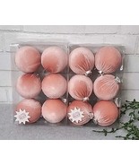 Pink Velvet Flocked Christmas Tree Ornaments Blush 3.5&quot; Tiktok Shabby Ch... - $29.99