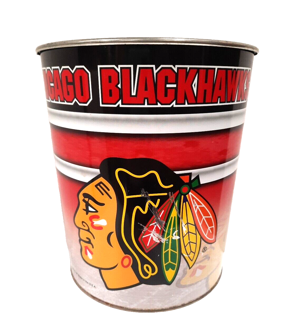 Primary image for NHL Chicago Blackhawks Mascot Collectible Garrett Popcorn Empty Metal Tin 7"x8" 