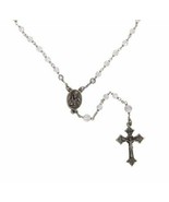 IMMACULATE HEART OF MARY CRUCIFIX ROSARY CLEAR GLASS BEADS IN LEAD FREE ... - £22.79 GBP