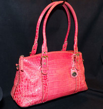 Dooney and Bourke Pink Alligator Crocodile Leather Domed Satchel Nile Collection - £151.51 GBP