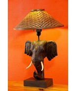 Wood Elephant Table Lamp Colonial Africa Table Light Carving Solid Wood New - $3,459.43 MXN