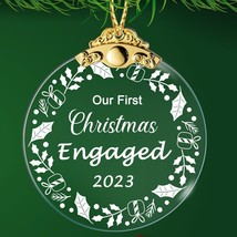 Our First Christmas Engaged Christmas Ornaments 2023 Engagement Gift Christmas T - £24.95 GBP