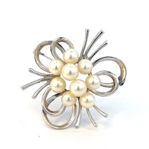 Mikimoto Estate Akoya Pearl Brooch Silver 6 mm 9.5 Grams M367 - £393.88 GBP