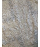 Unbranded Round Ivory Polyester Lace Tablecloth 92&quot; Circle Scalloped Edge - $21.49