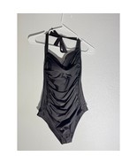Black Ruched Halter One-Piece Swimsuit Size L - $327.44 MXN