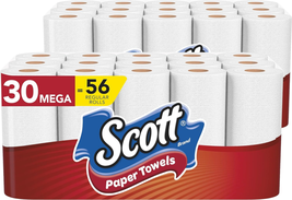 Scott Paper Towels Bulk 56 Regular Rolls 30 Mega Rolls 2 Packs of 15 White - £61.76 GBP