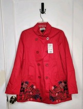 DESIGUAL Embroidered Norma Coat Jacket Trench Size 42 / US 8 Tomato Red ... - $65.00
