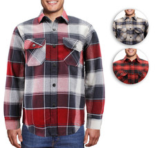 Men’s Snap Button Long Sleeve Plaid Soft 100% Cotton Flannel Button Up Shirt - £27.21 GBP