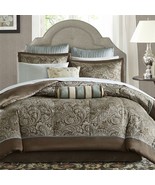 California King 12-piece Reversible Cotton Comforter Set in Brown and Blue - $470.12 CAD